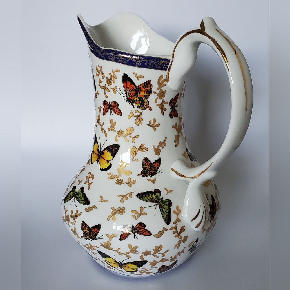🦋 10" Pitcher Gold Trim/Gilt "Butterfly Collection" Formalities by Baum Bros. - Picture 6 of 9